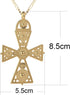 18K Gold Plated Large Ethiopian Eritrean Cross Pendant Necklace for Women Men Traditional Ornaments Habesha African Ethnic Jewelry | 3mm Figaro Ch...