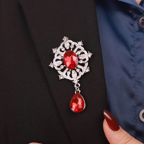 Kercisbeauty Blue Rhinestones Small Silver Brooch for Unisex Women Men Dress Suit Brooches Pin Bling Jewelry for Special Occasion...