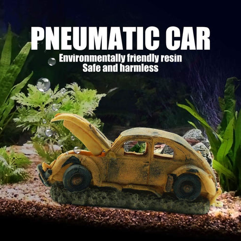 Boxtech Decorations for Aquarium, Aquarium Resin Ornament Decorations, Imitation Car Wreck for Air Bubble Stone Oxygen Pump Fish Tank...