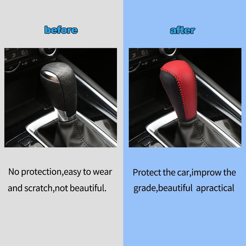 Trim for Mazda M3 M6 CX-3 CX-5 CX-9 Accessories Leather Auto Gear Shift Knob Cover Protector Trim Cap Sticker (F6)...