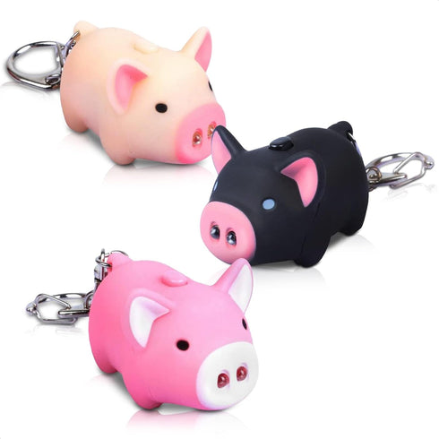 3Pcs Pig Keychain Cute Backpack Keychain - Pig Funny Keychain Led Light Backpack Keychain Flashlight - Led Light Keychain Animal Backpack Pig Wome...