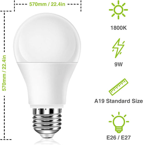 Neporal Amber Light Bulbs, 9W 60W Equivalent A19 Soft Light Bulbs, Blue Light Blocking Warm Light Bulbs, 1800K Amber Night Light Bulbs, Dim Light ...