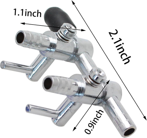 2PCS 2-Way Aquarium Metal Gang Manifold Air Line Control Valve Air Tap Air Splitter Stainless Steel Air Flow Splitter Pump Lever Valve...