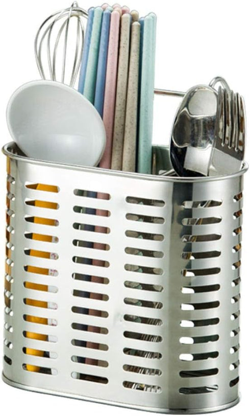 kaileyouxiangongsi Stainless Steel Hanging 2 Compartments Mesh Utensil Drying Rack/Chopsticks/Spoon/Fork/Knife Drainer Basket Flatware Storage Dra...