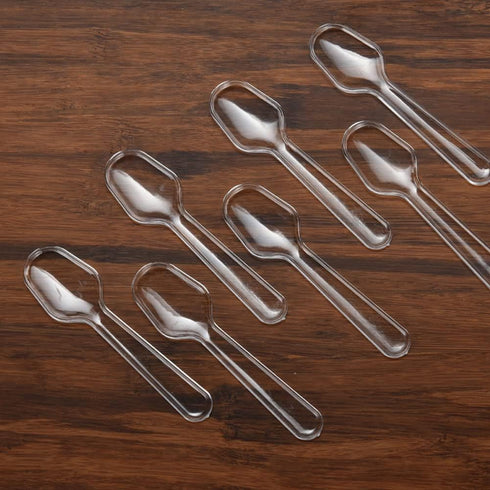 500Pcs Clear Plastic Disposable Spoon Ice Cream Mini Tasters Cutlery Plastic Utensil for Tasting Dessert Events Wedding Party Celebration...