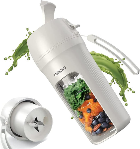 GREECHO Portable Blender, One-handed Drinking Mini Blender for Shakes and Smoothies, 12 oz Personal Blender with Rechargeable USB, Made with BPA-F...