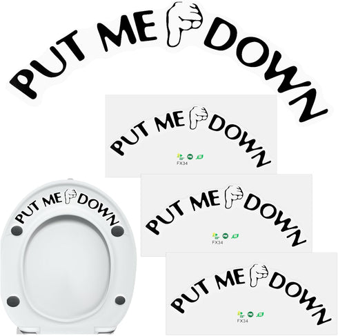 AUEAR, Funny Bathroom Toilet Seat Sticker Decal Reminder Decoration for DIY (4 Pack)...