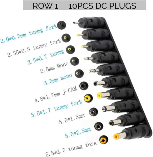 Universal 34pcs DC Connectors Plug Kit DC Power Adapter Connector, 5.5 x 2.1mm female Base...