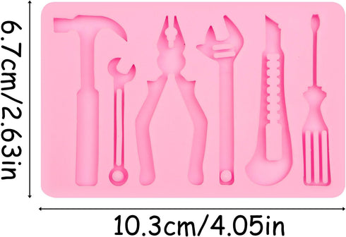 Construction Tools Fondant Silicone Molds 2 Pcs, Mini Pliers Construction Tools Cake Decorating Molds for Candy Cupcake Topper Cake Polymer Clay C...