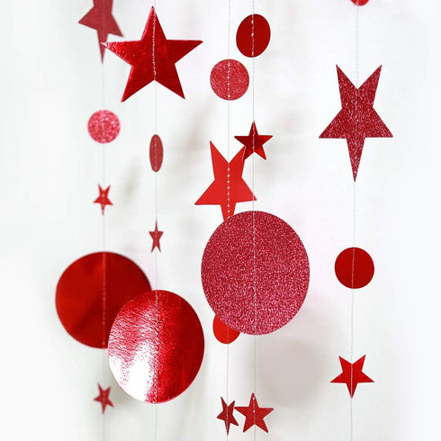 Decor365 Twinkle Star Garland Glitter Red Party Decorations Star Banner Ceiling Hanging Streamer Backdrop for Birthday Valentine’s Day Christmas L...