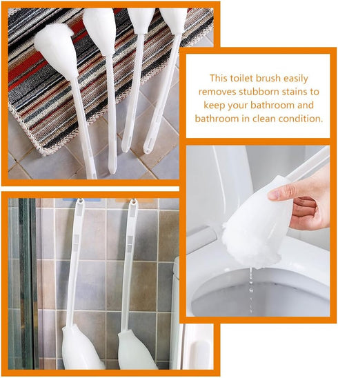 Abaodam Toilet Brush Cleaners White Soft Toilet Bowl Brush Mop Toilet Scrubber with Long Handle for Bathroom Accessories Toilet Scrubber Cleaning ...