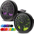 2PCS Tree of Life Car Diffuser Aromatherapy Essential Oil Black Stainless Steel Locket with Vent Clip 12 Felt Pads...