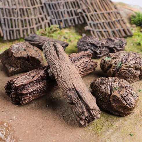 7PCS Miniature Tree Stumps Fake Tree Stump Decor Mini Stone Rock Statue Mini Garden Figurines for DIY Fairy Garden Miniature Moss Landscape...