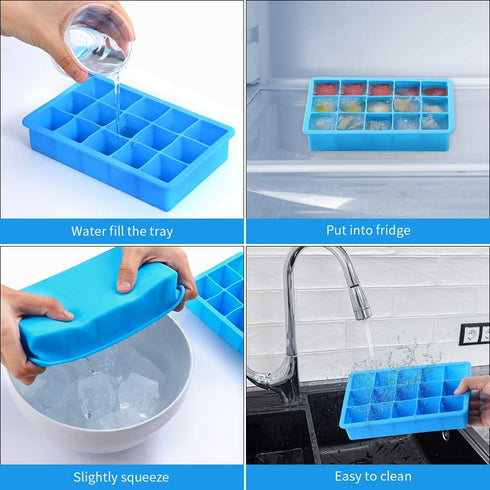 2 Pack Ice Cube Trays, ZDPMK Silicone Easy Release Flexible Molds 15 Ice Cubes Tray for Freezer?Cocktail?Whiskey?Reusable & BPA Free...