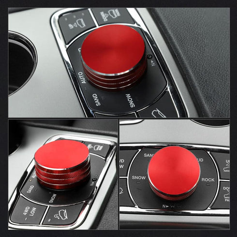 LECART for Jeep Grand Cherokee Accessories 2014-2021 Central Multimedia 4WD Switch Knob Cover Aluminum Alloy Red 1 Pack...