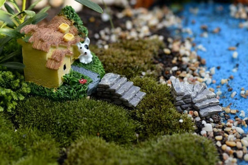 Curved Stone Steps Miniature Fairy Garden Accessories,Miniature Pond Lawn Garden Ornament Figurines, Mini Lighthouse Water Well Bridge Figurines, ...