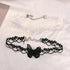 White Gothic Lace Butterfly Chain Collar Necklace Lace Pattern Choker Necklace Elegant Pure Beautiful Bride Wedding Accessories Vintage Neck Jewel...