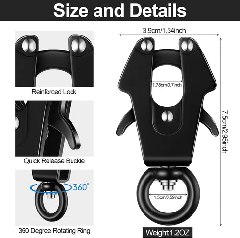 2 Pcs Frog Clip Black Dog Leash Clasp 360 Degree Swivel Clip Heavy Duty Quick Release Dog Chain Buckle Frog Cable Dog Leash Buckle for Linking Pet...