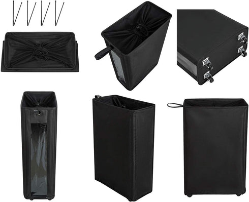 ZERO JET LAG 25 Inches Slim Laundry Storage Hamper - Large Rolling Clothes Hamper - Rolling Storage Bin - Tall Corner Basket - Clear Window Visibl...