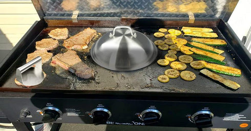 Griddle Accessories - Heavy Duty 12 Inch Round Basting Cover - Stainless Steel - Cheese Melting Dome and Steaming Cover - Best for Use in Flat Top...