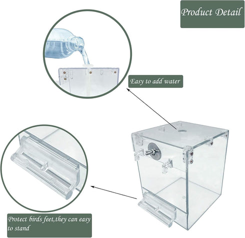 PINVNBY Bird Bath Box,Parrot No-Leakage Bathtub for Cage Hanging Tube Shower Box Cage Accessory with Water Injector and Balls Toys for Small Pet B...