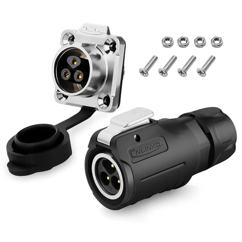 3 Pin Connector, Waterproof Electrical Connectors, Aviation Cable Connector for Industrial, Power, Car, and Other Indoor/Outdoor Circular Connecto...