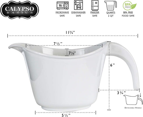 Reston Lloyd, Batter Bowl With Pour Spout, Non-Slip Base, Erogonomic Space Saving Detachable Handle, 2 QT Heavy Duty BPA-Free Microwave & Dishwash...