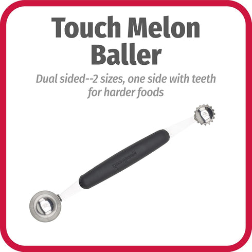 GoodCook Touch Stainless Steel 2-in-1 Melon Baller and Fruit and Veggie Corer Scoop, Silver/Black...