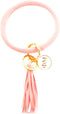 Sorority Shop PM Bangle Keychain - Phi Mu Pink Ring Keychain with Engraved Disc...