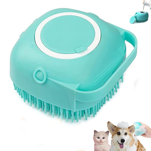 Pet Bath Scrubber Brush, Dog Grooming Massage Shampoo Bath Brush with Soap and Shampoo Dispenser Soft Silicone Bristle for Long Short Haired Dogs ...