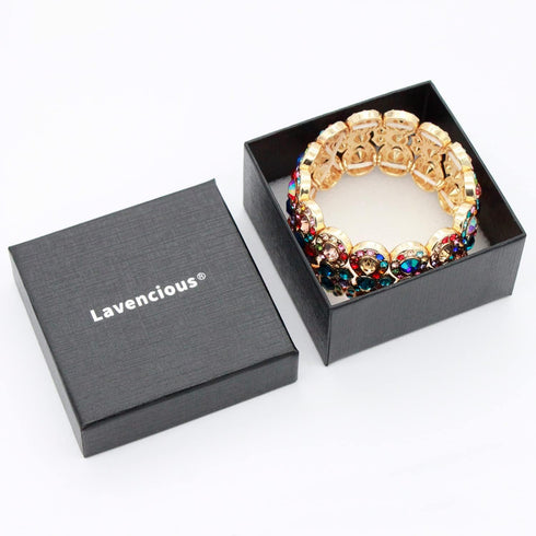 Lavencious Infinity Shape Rhinestone Stretch Bracelet Evening Party Jewelry 7”...