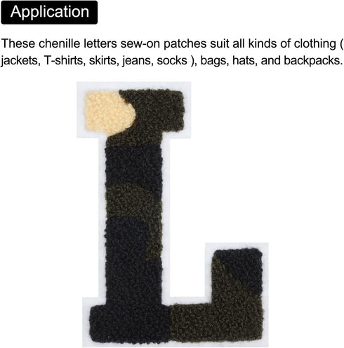 MECCANIXITY Chenille Letter Patches Embroidered Sew On Patches Camouflage L Alphabet Letter Patches for DIY Craft Supplies Clothing Bag Jeans Hats...
