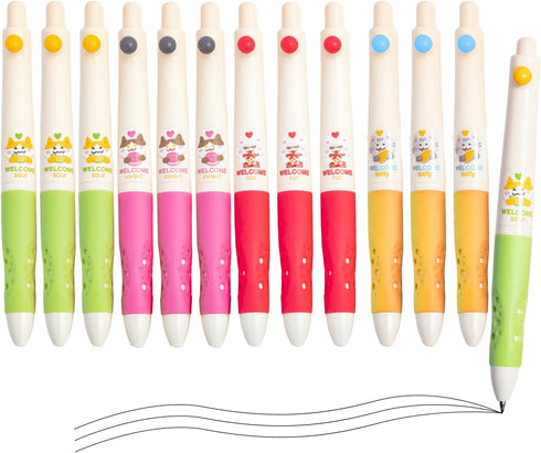 M&G Cute Gel Pens, 0.5mm Kawaii Gel Pens Smooth Writing Pens, 12 Pcs Black Retractable Gel Ink Rollerball Pens Fine Point, Aesthetic Journaling Ge...