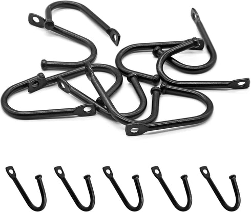 Metal J Shaped Iron Hooks, 1.4 Inch Wall Mounted Single Hooks, Simple Hanger Hook for Coats, Bags and Key, Black (10Pcs)...