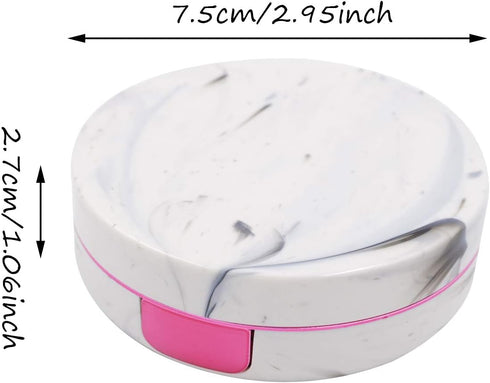 Honbay Fashion Marble Contact Lens Case Portable Contact Lens Box Kit with Mirror (Round) (Rose Red)...