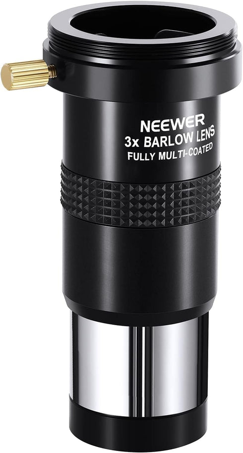 NEEWER 3X Barlow Len for 1.25" Telescope Eyepiece, Multi Coated Triple Magnification Telescope Lens Accessory, Fully Metal Build with M42 Thread t...