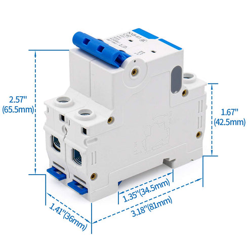 Baomain Low-Voltage Mini Circuit Breaker NXB-63(DZ47-63) C40 40A 2 Pole 400V DIN Rail Mount White...