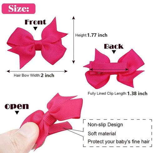 Baby Hair Clips 60PCS - 2" Fully Lined Tiny Hair Bows Alligator Clips for Infants and Toddlers in Pairs...