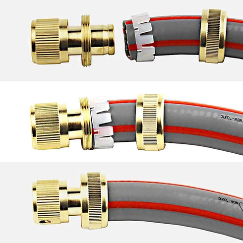 Joywayus 3/4" ID Hose Solid Brass Fitting Closed Flow Garden Tools Quick Repair Damaged Leaky Adapter Garden Water Irrigation Quick Connector (Pac...