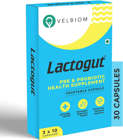 Lactogut Probiotics Supplement for Immunity and Digestive Health, Gut Health Multi Strain and Site-Specific Pre-Probiotic Formula Helps in Ibs and...