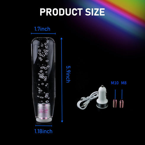 1 PC Car LED Luminous Crystal Gear Shifter, Personalized Crystal Bubbles with Colorful Lights Shift Knob, 5.9" Cool Shift Head, Universal for Cars...