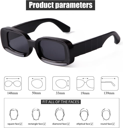 JUDOO Trendy Rectangle Sunglasses for Women Men Retro 90s Y2K Glasses Thick Square Blue Pink Frames...