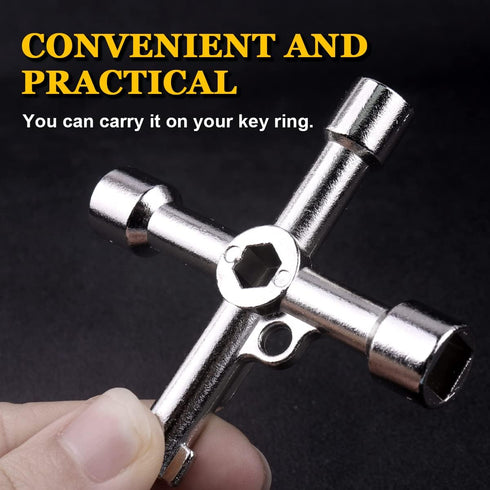 1pc Electrical Cabinet Key,4 Way Utilities Key, Panel/Square/Triangle Key,Cross Key for Faucet,Gas Meter,Valve,Spigots,Electrical Cabinet Opening...