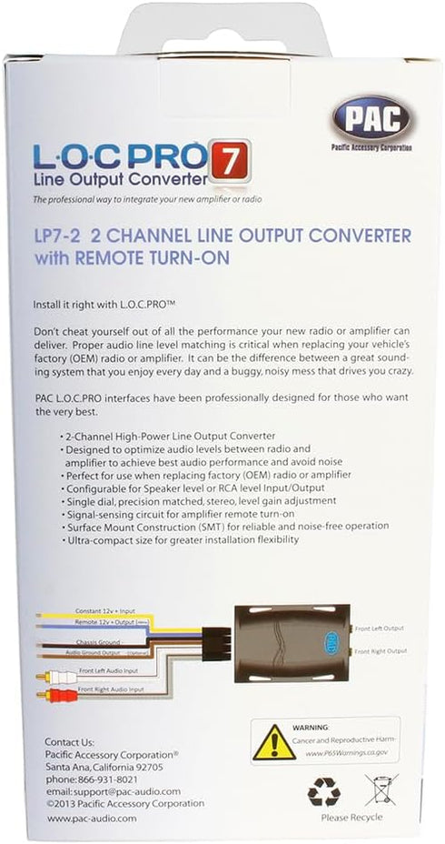 PAC LP7-2 L.O.C. PRO Series 2-Channel Line Output Converter with Remote Turn On 4in. x 8in. x 1in....