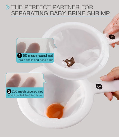 Aquarium Baby Brine Shrimp Sieve Eggshell Separator Artemia Collecting Net Kit 80 Mesh 200 Mesh for Brine Shrimp Hatchery...