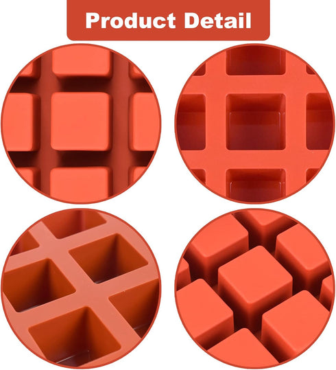 2 Pack Square Silicone Mold, Candy Chocolate Mousse Cake Baking Mold Dessert Molds for Soap,Ice cream,Truffle,Brownie...
