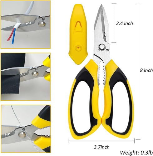 Utility Scissors Heavy Duty, Ultra Sharp Blade Shears with Protective Case, Multipurpose Stainless Steel Scissors For Cutting Cardboard, Fabric, C...