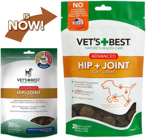 Vet's Best Hip & Joint Soft Chew Dog Supplements | Formulated with Glucosamine & Chondroitin to Support Dog Joint & Cartilage Health | 30 Day Supp...