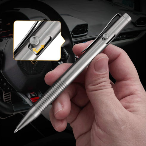 Cool Hand 4.8'' Titanium Alloy Bolt Action Pen, Ballpoint Ink Refillable, Stainless Steel Pocket Clip EDC Business Collection Stylus, with 3 Free ...