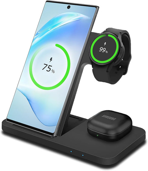 MMOBIEL Wireless Charging Station for Samsung – 3 in 1 Wireless Charger Stand for MagSafe Samsung Galaxy S24 / S23 / S22 Series, Galaxy Watch 6/5 ...
